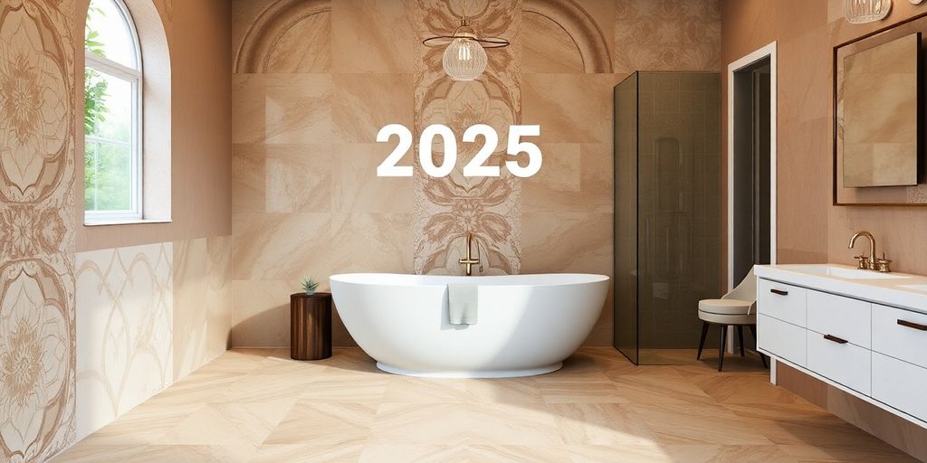 A spacious bathroom featuring a large bathtub and a sleek white sink, creating a serene and elegant atmosphere